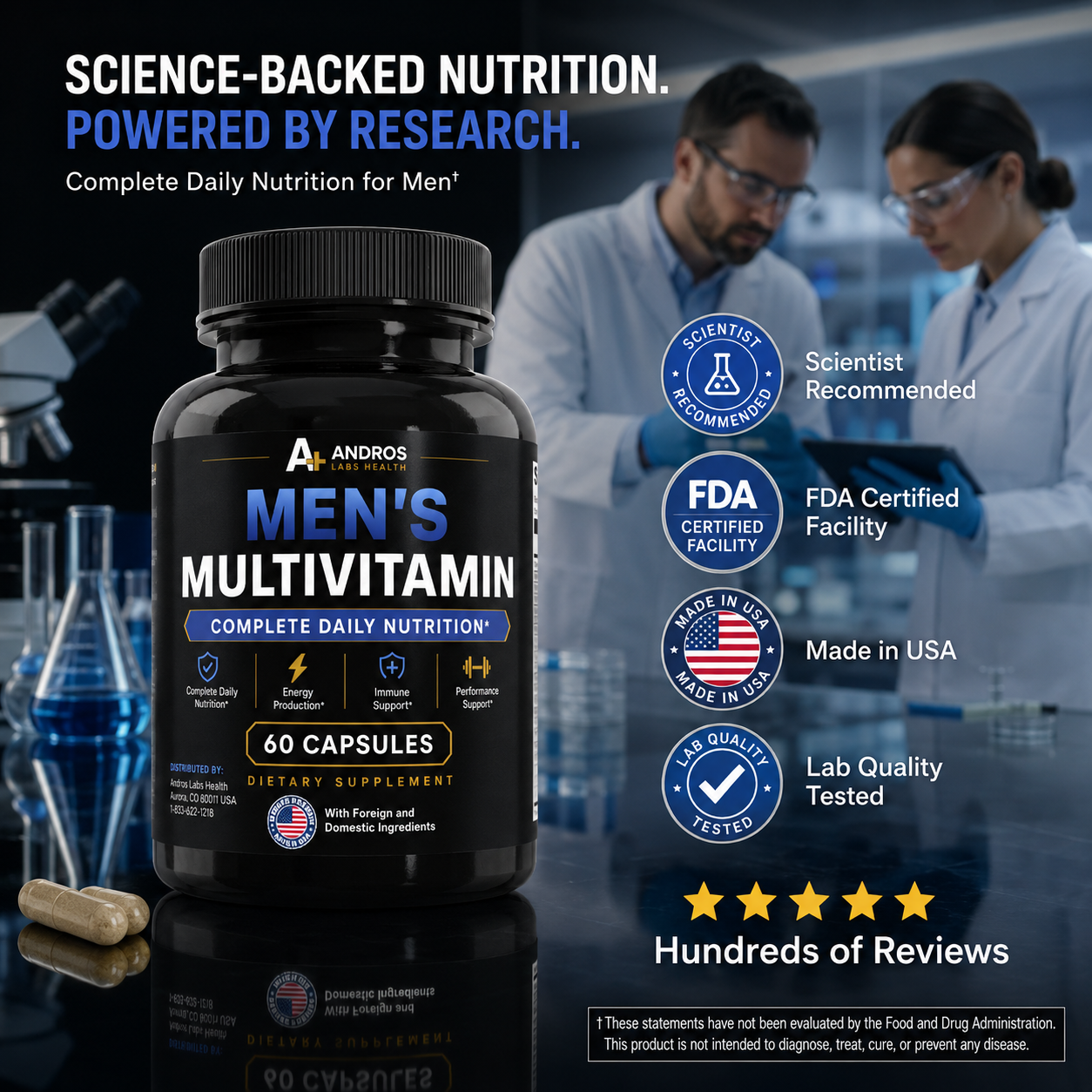 Andros Labs Health - Mens Daily Multivitamin - Optimize Daily Performance