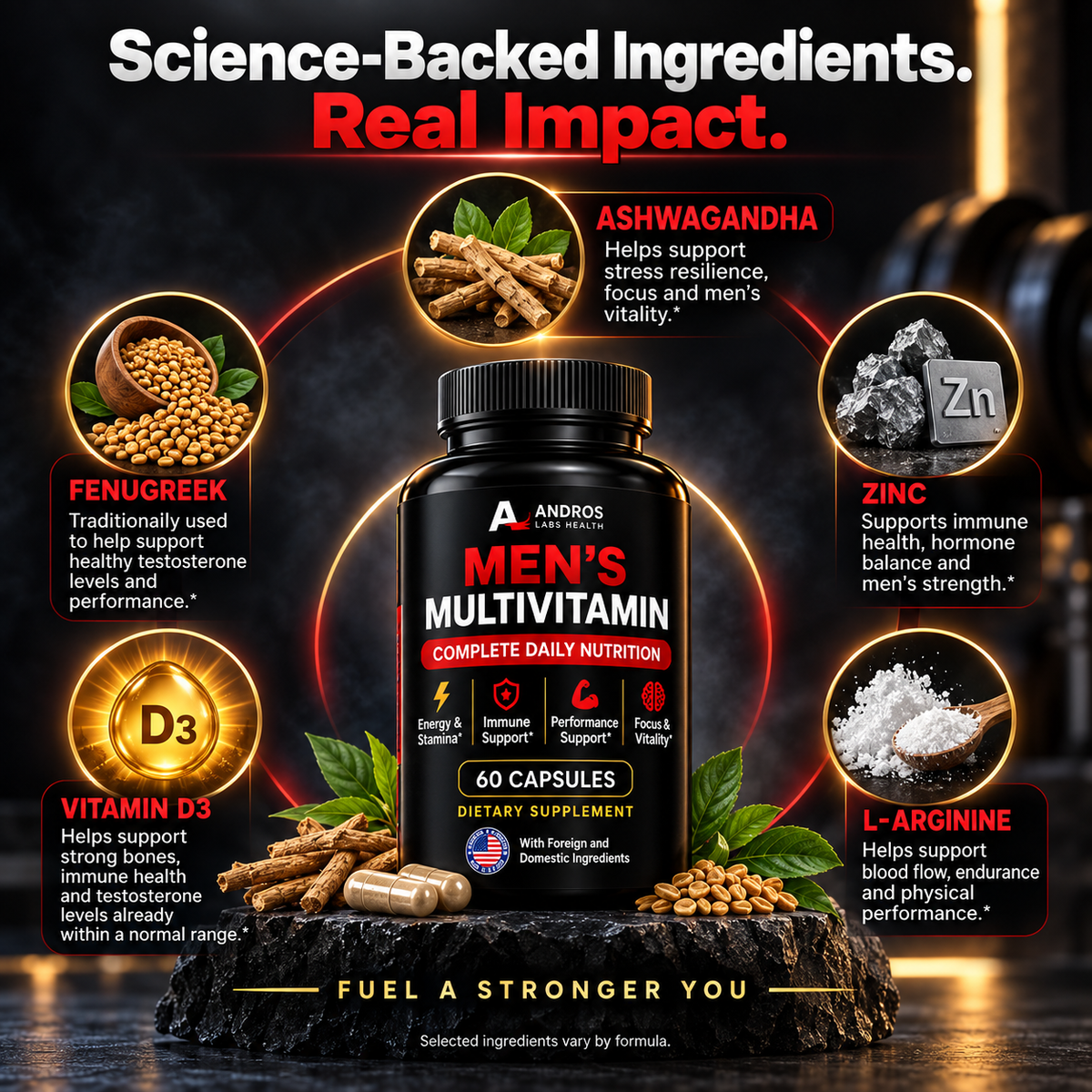 Andros Labs Health - Mens Daily Multivitamin - Optimize Daily Performance