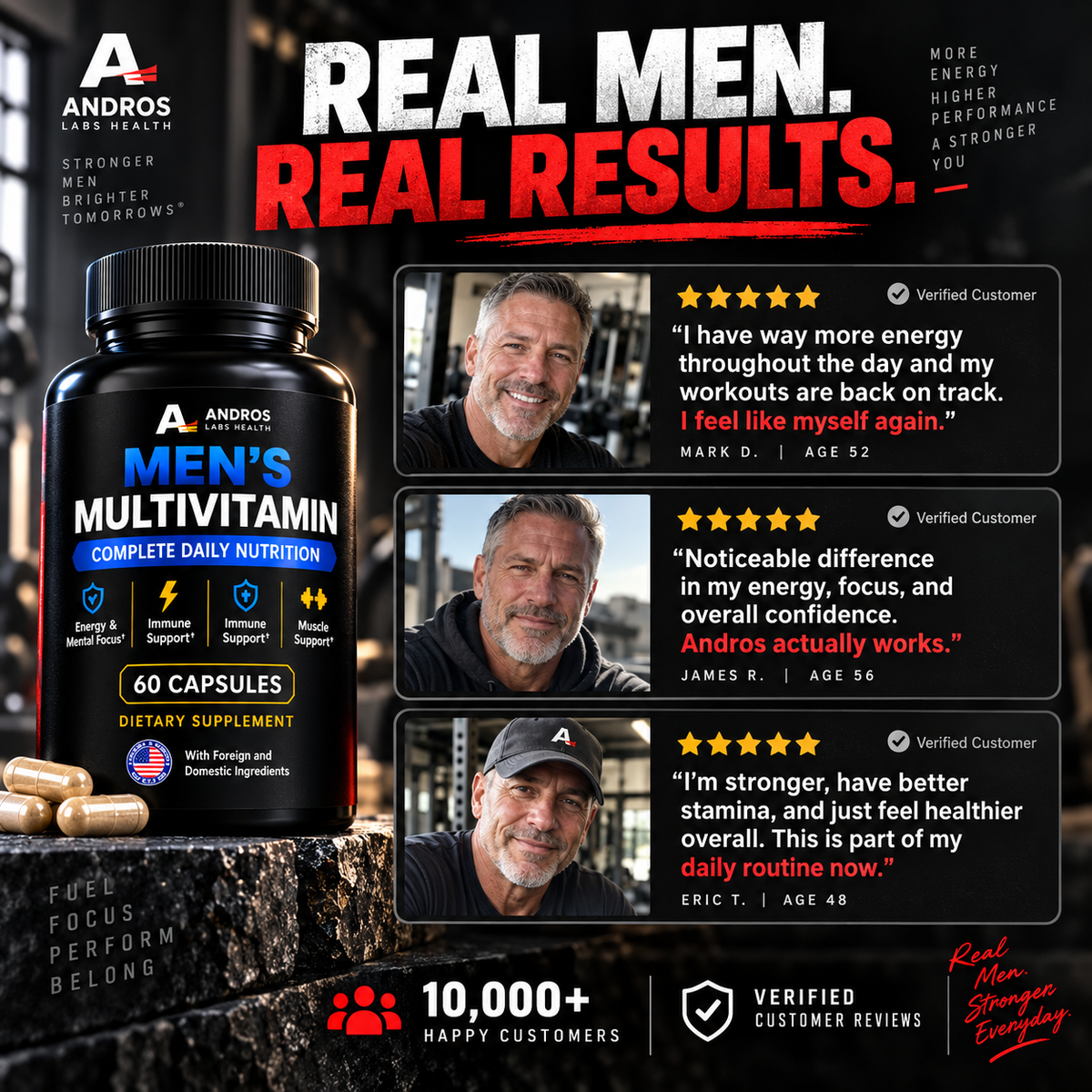 Andros Labs Health - Mens Daily Multivitamin - Optimize Daily Performance