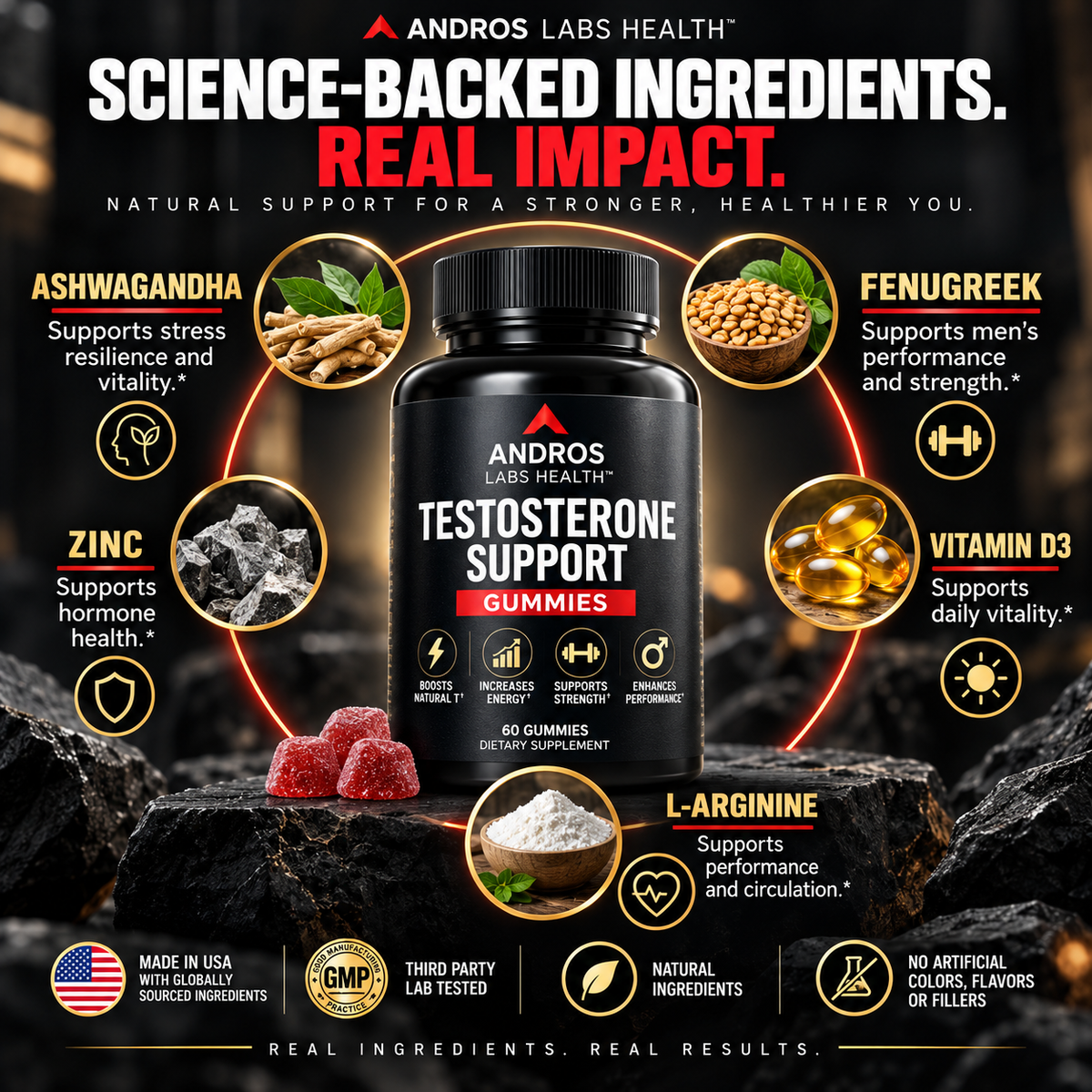 Andros Labs Testosterone Support — Strength, Stamina & Vitality for Men 40+