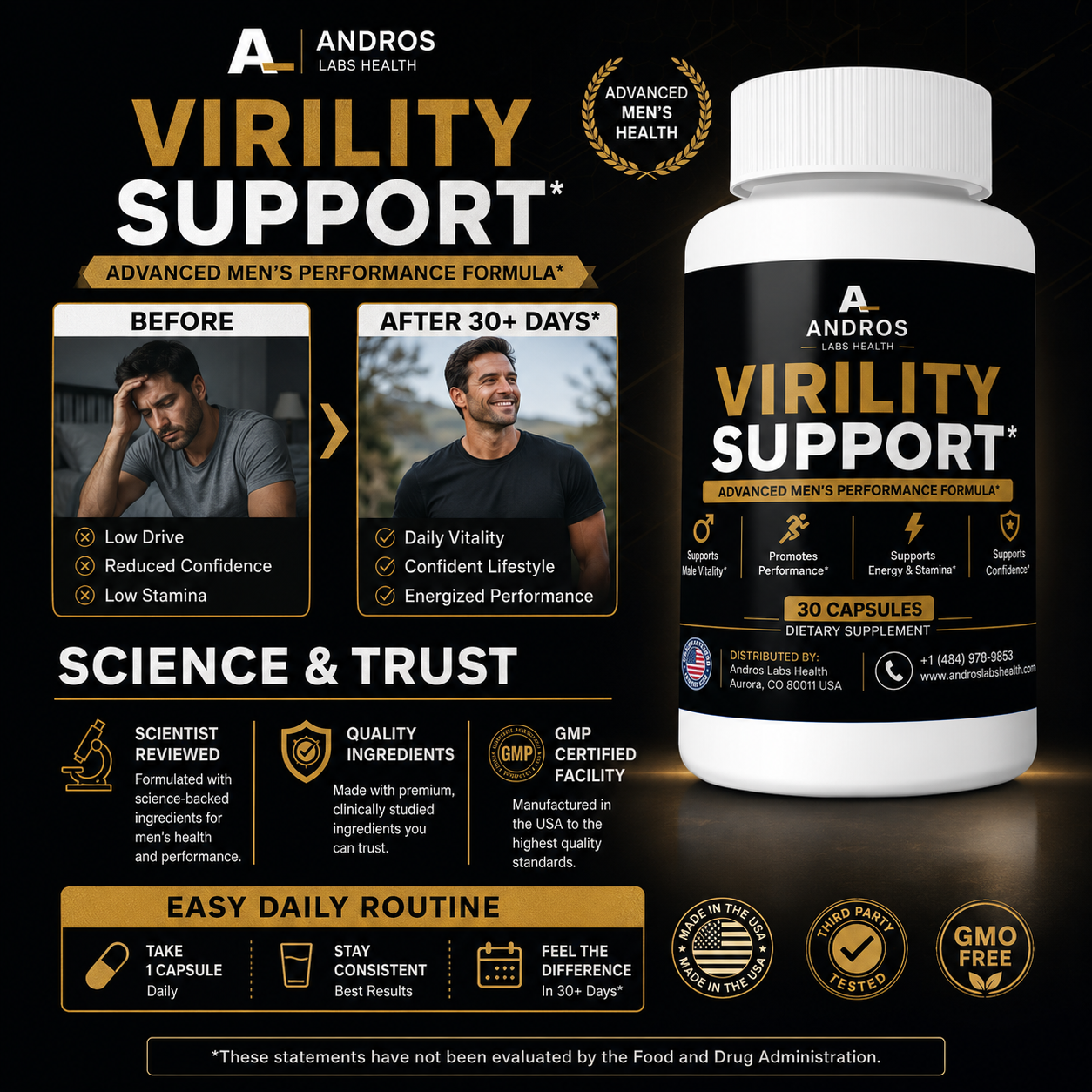 Andros Labs Virility Support Gummies — Male Stamina, Drive & Performance