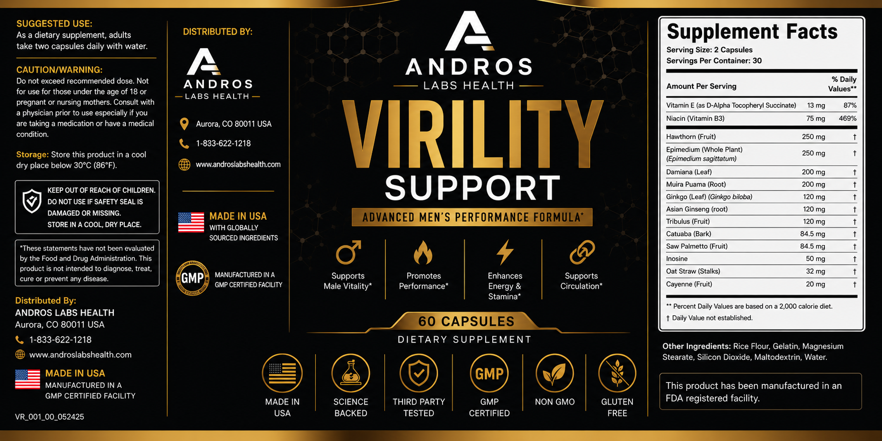 Andros Labs Virility Support Gummies — Male Stamina, Drive & Performance