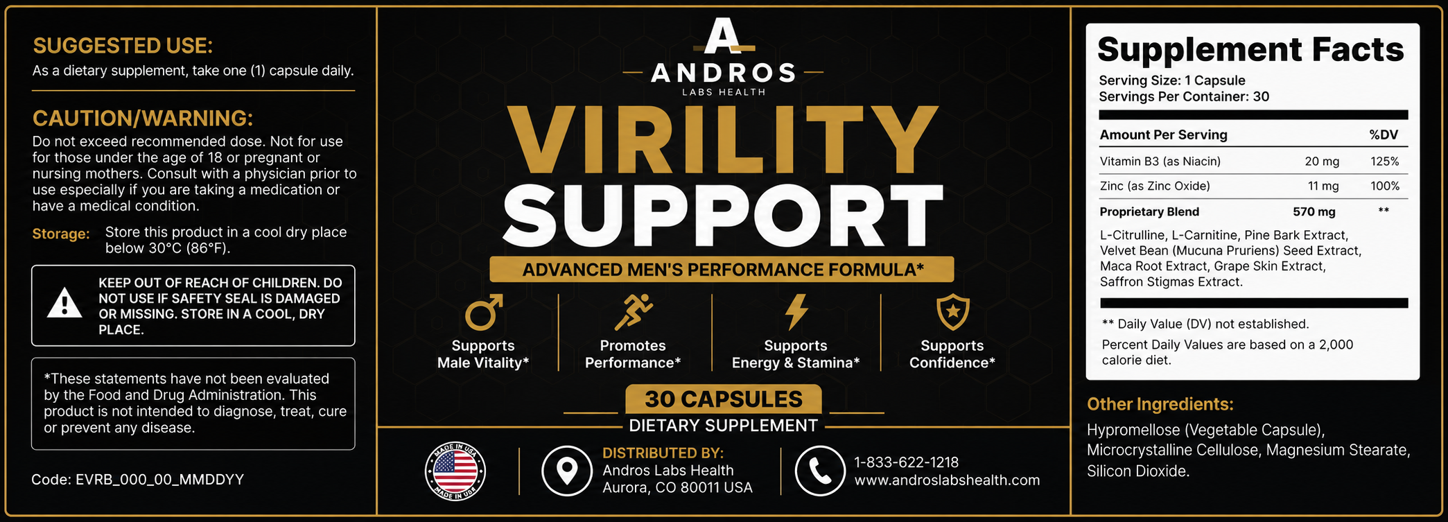 Andros Labs Virility Support Gummies — Male Stamina, Drive & Performance