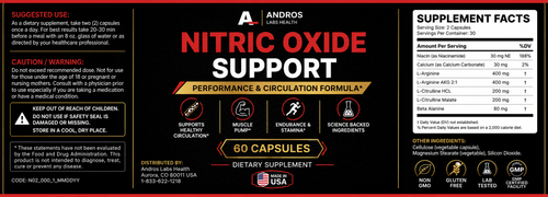 Andros Labs Nitric Oxide Support — Advanced Circulation & Performance Formula